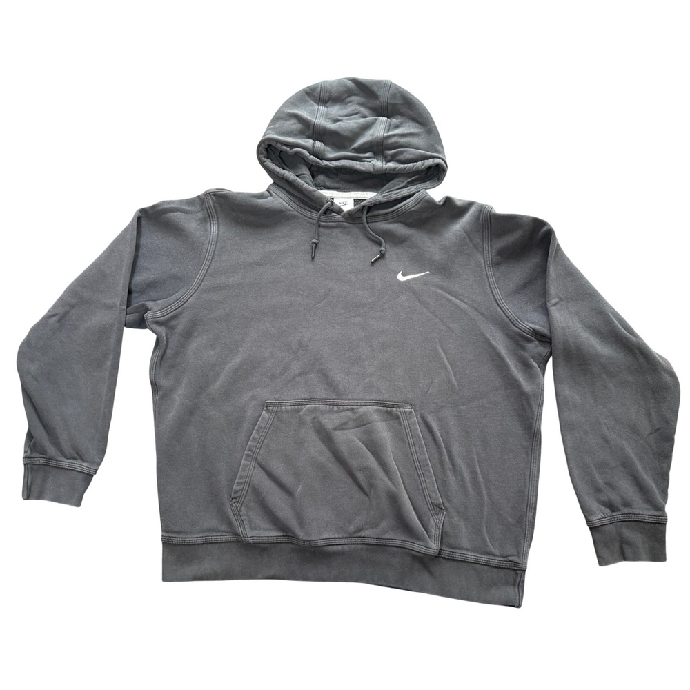 Nike Hoodie Mens XL Gray Embroidered Swoosh Pullover Fleece Sportswear Sweat